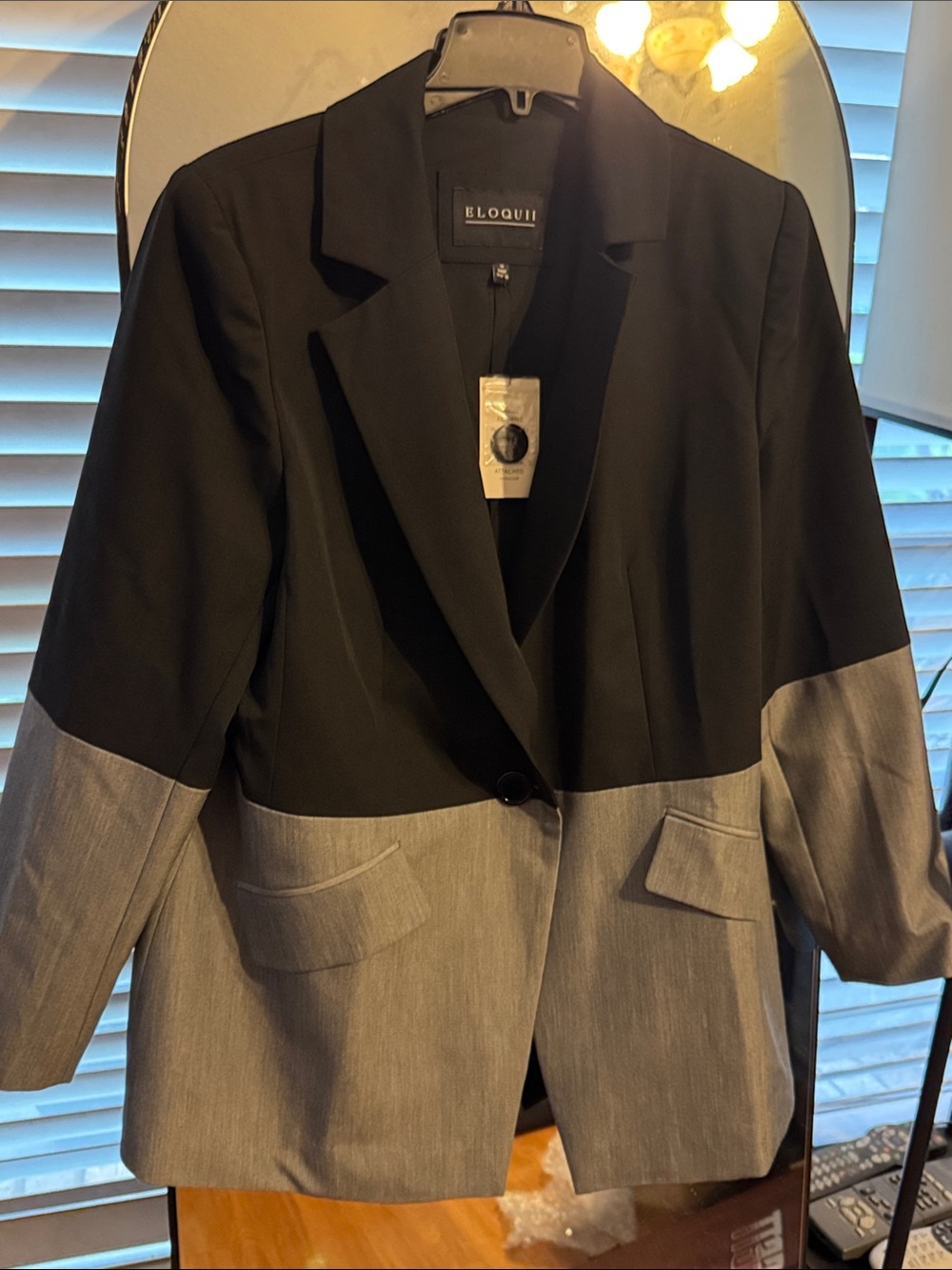 Eloquii Black and Gray Two-Tone Colorblock Blazer